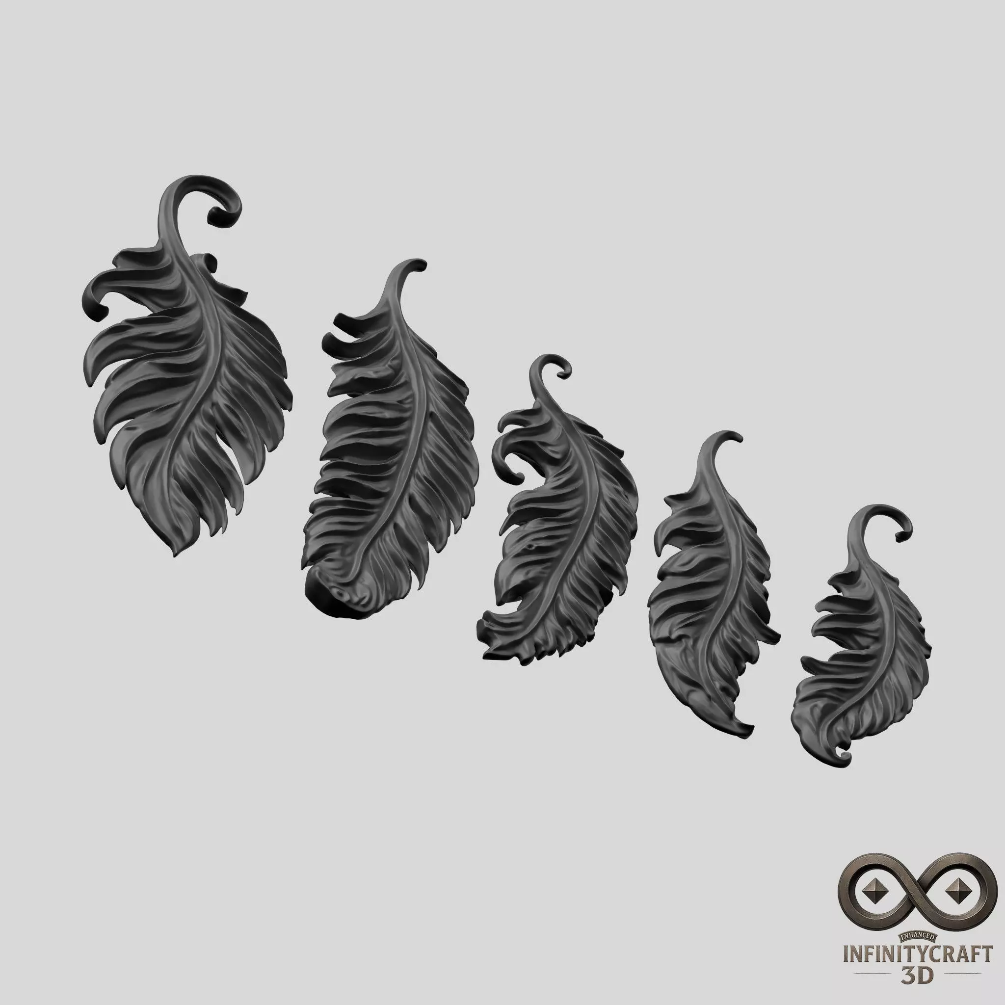 Elegant Feather Pack  5 Detailed 3D Feathers for Art and Decor 3D print model_4