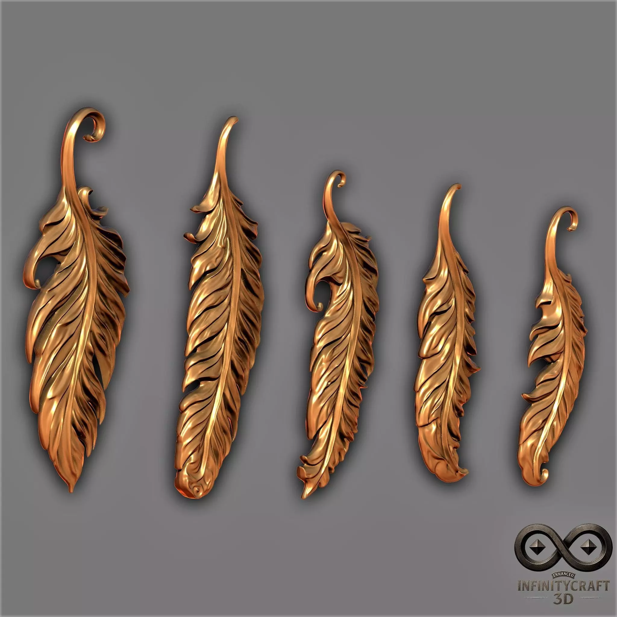 Elegant Feather Pack  5 Detailed 3D Feathers for Art and Decor 3D print model_0