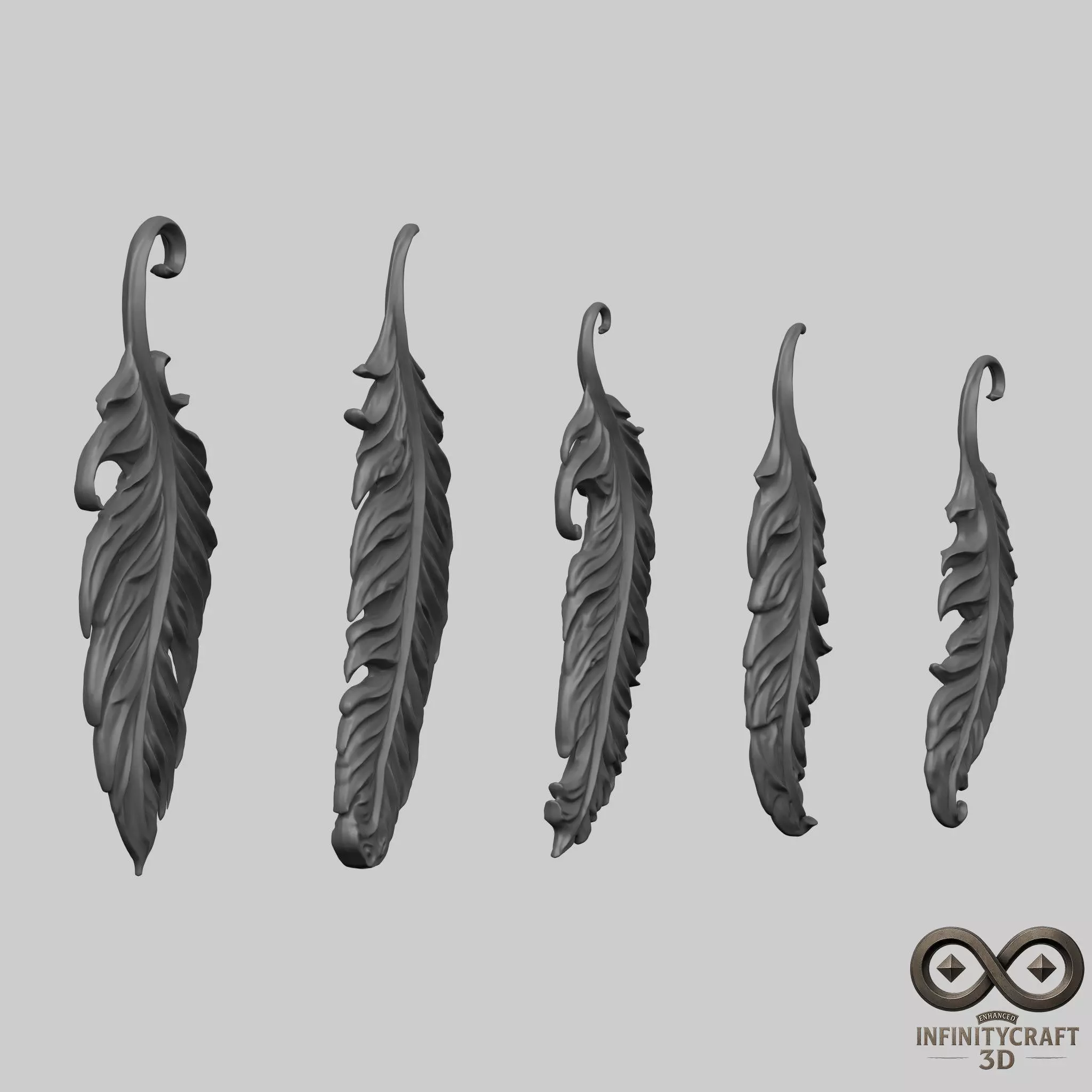Elegant Feather Pack  5 Detailed 3D Feathers for Art and Decor 3D print model_6