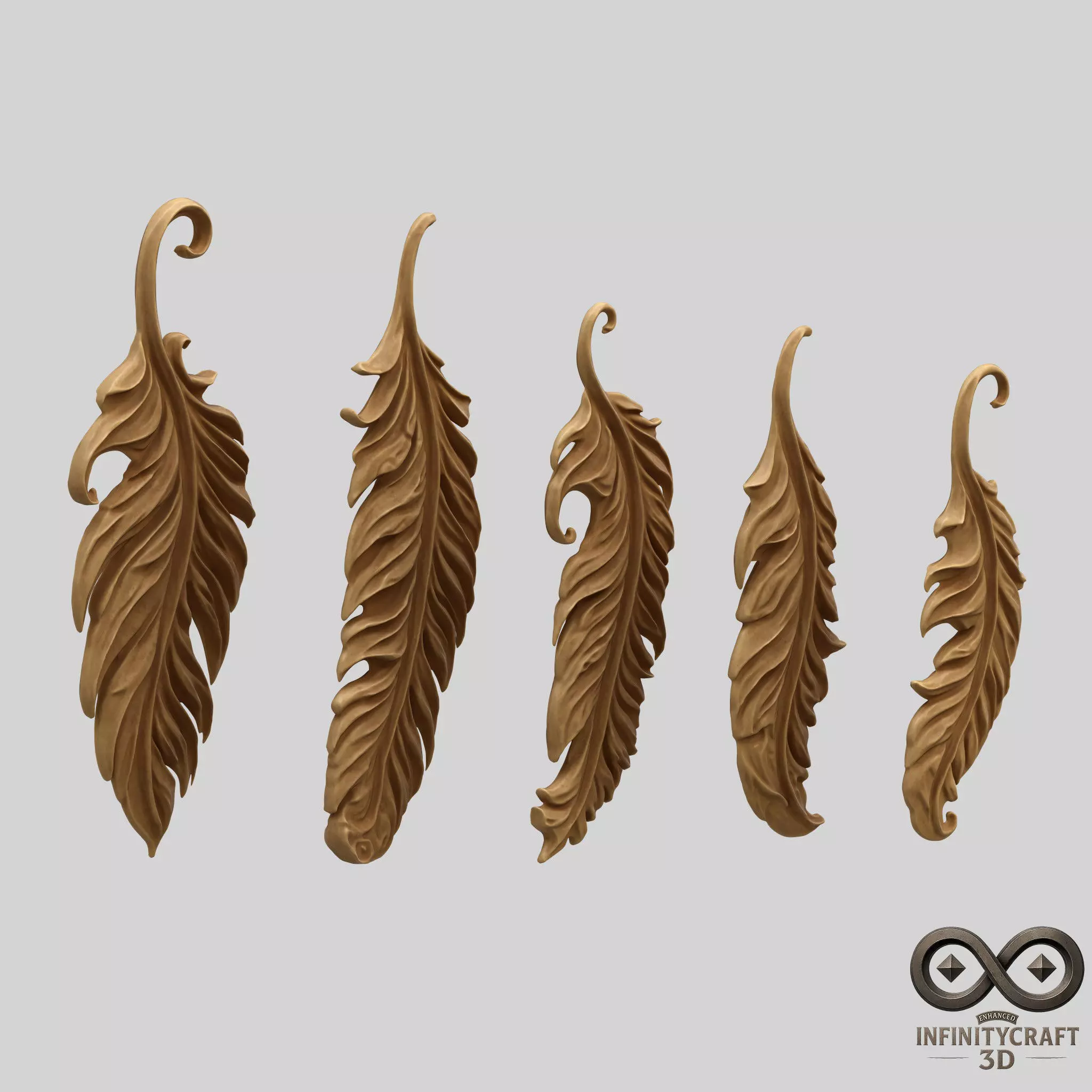 Elegant Feather Pack  5 Detailed 3D Feathers for Art and Decor 3D print model_7