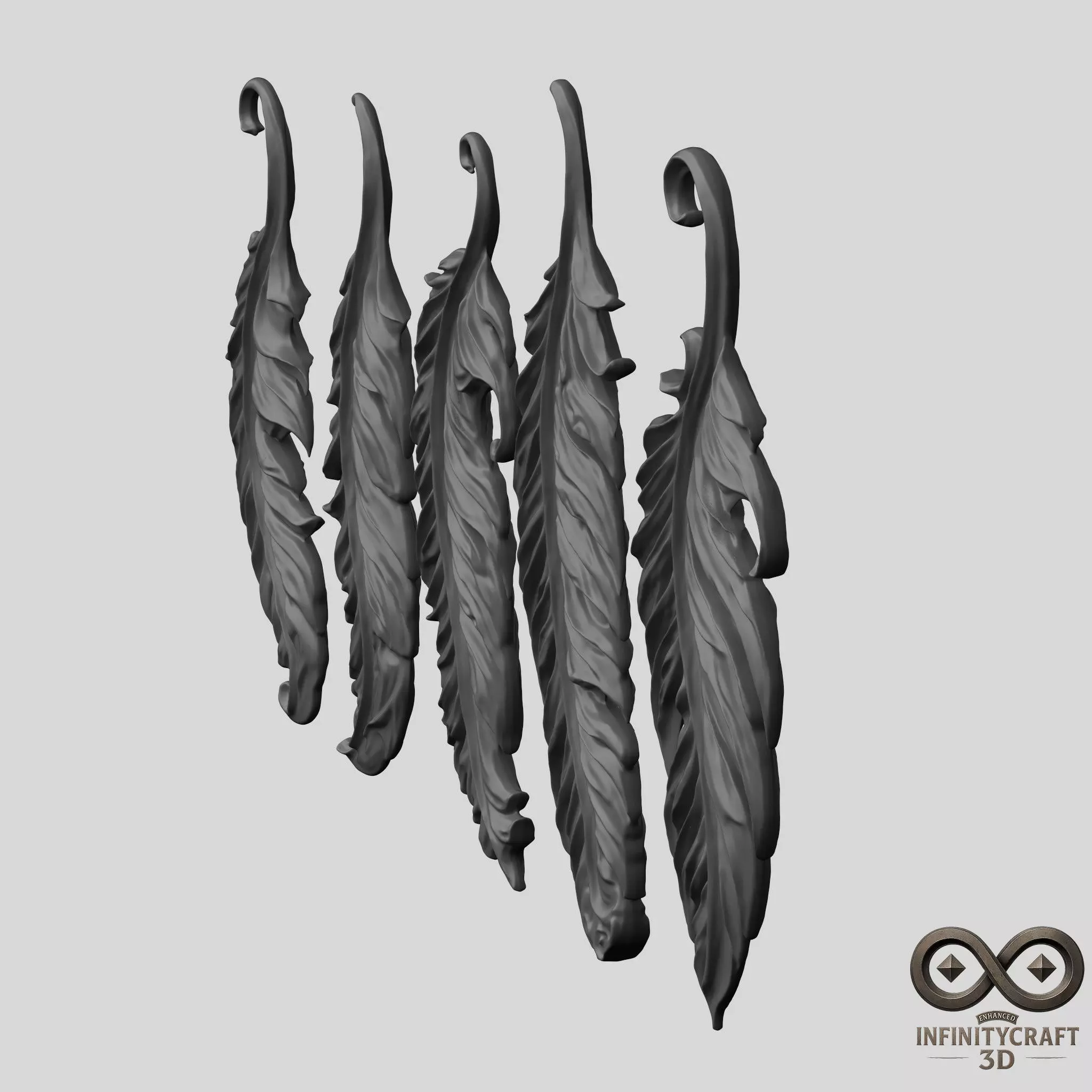Elegant Feather Pack  5 Detailed 3D Feathers for Art and Decor 3D print model_5