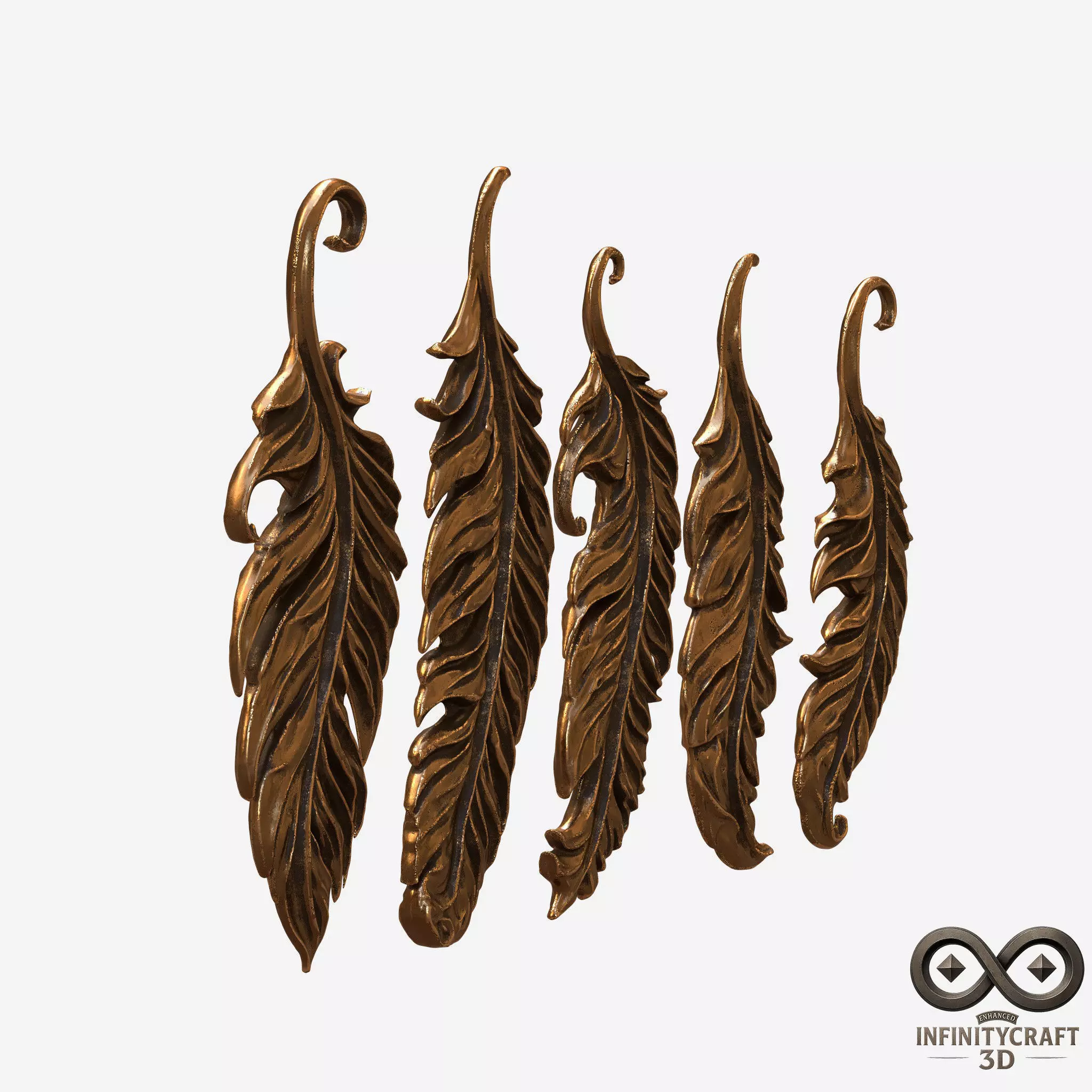 Elegant Feather Pack  5 Detailed 3D Feathers for Art and Decor 3D print model_3