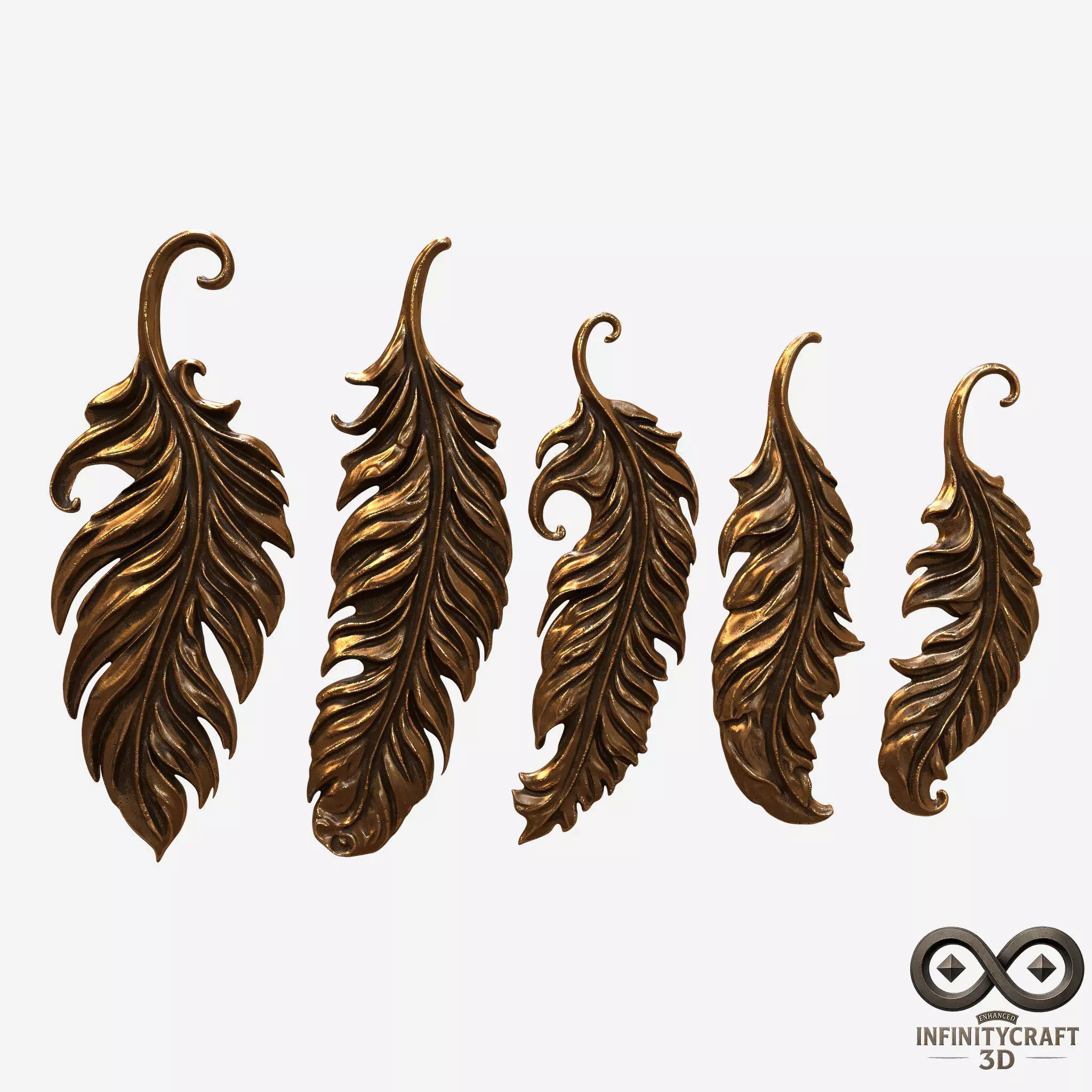 Elegant Feather Pack  5 Detailed 3D Feathers for Art and Decor 3D print model_1