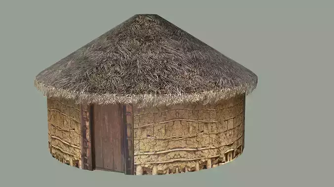 Wooden Hut E Low-Poly 3D Model Low-poly 3D model