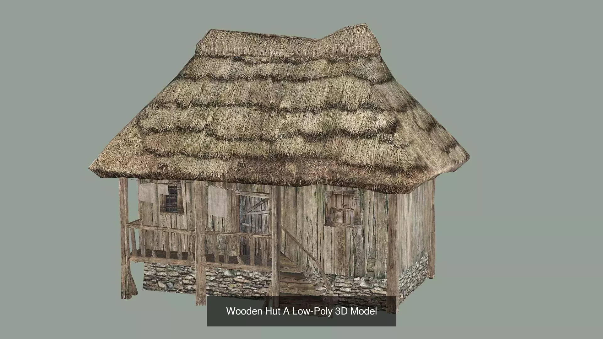 Wooden Hut Collection Low-Poly 3D Model _2