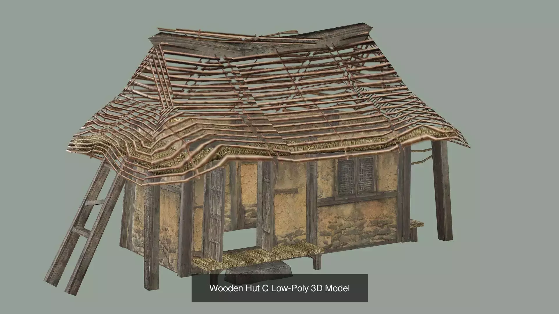 Wooden Hut Collection Low-Poly 3D Model _4