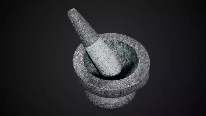 Granite Mortar and Pestle Low-poly 3D model 3