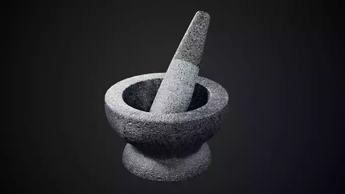 Granite Mortar and Pestle Low-poly 3D model 4