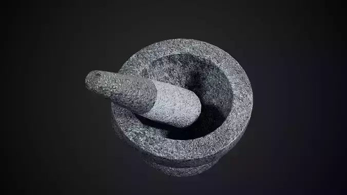 Granite Mortar and Pestle Low-poly 3D model 5