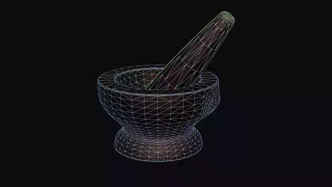 Granite Mortar and Pestle Low-poly 3D model 7