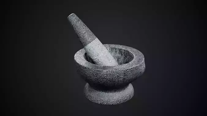 Granite Mortar and Pestle Low-poly 3D model