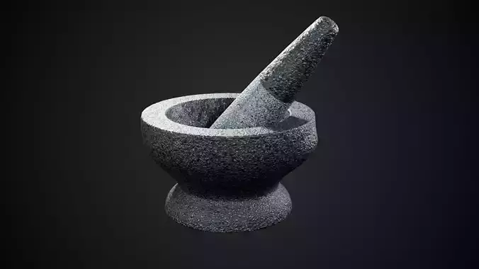 Granite Mortar and Pestle Low-poly 3D model 2