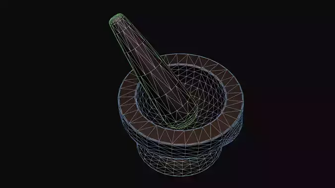 Granite Mortar and Pestle Low-poly 3D model 6