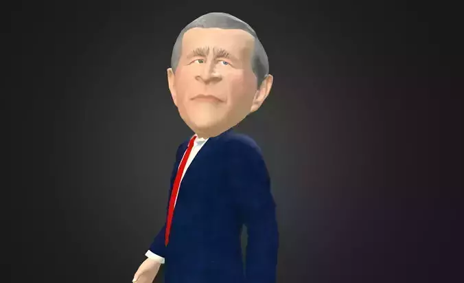George Bush 3D caricature real time low poly rigged  Low-poly 3D model