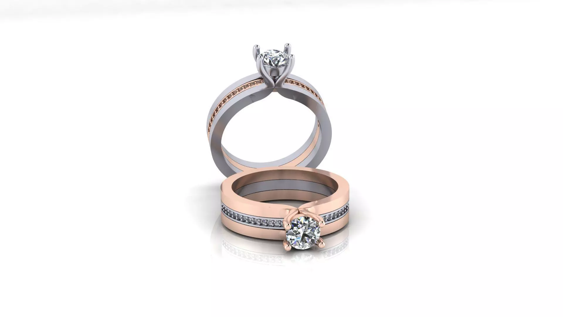 two part solitaire engagement jewelry ring 3D print model