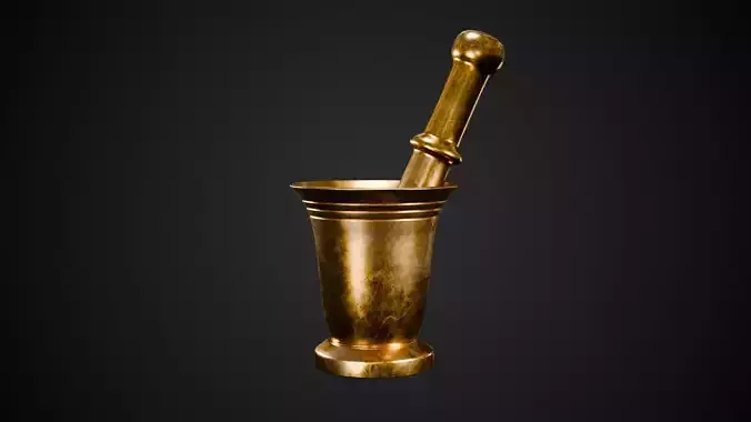 Brass Mortar and Pestle Low-poly 3D model
