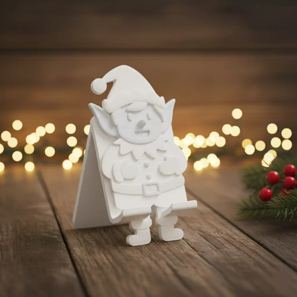 Green elf phone stand 3D print model_1