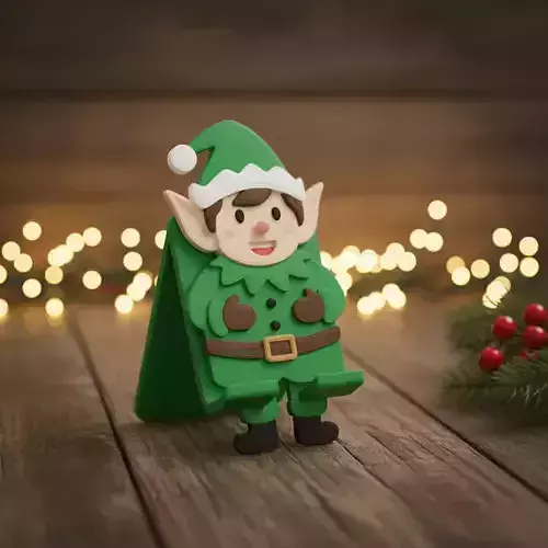 Green elf phone stand 3D print model