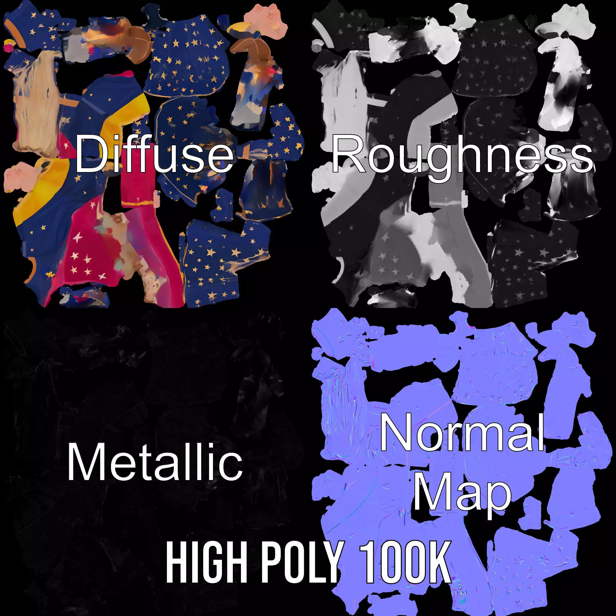 Starry Wizard model pack Low-poly 3D model_4