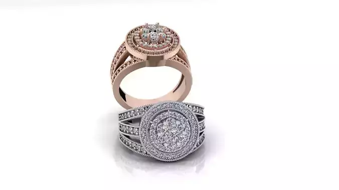 flower setting two halo jewelry ring