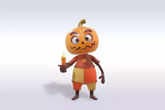 Cheerful Pumpkin Boy Halloween Character