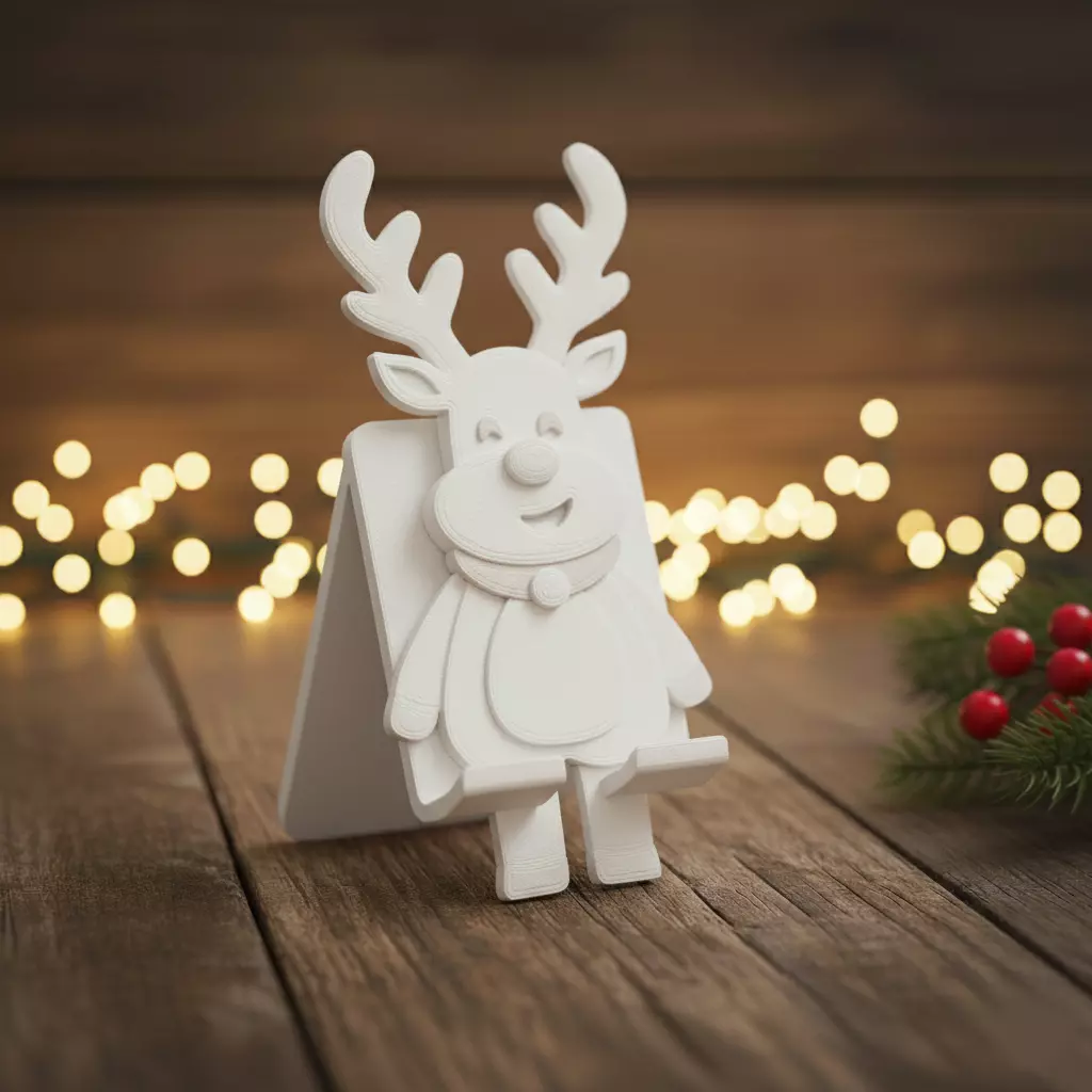 Reindeer phone stand 3D print model_1
