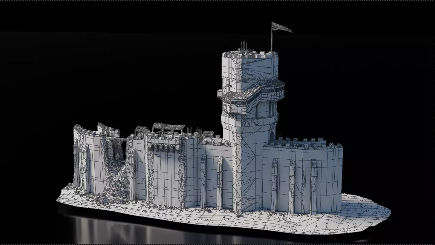 Building Wall Tower Medieval 3D model_6