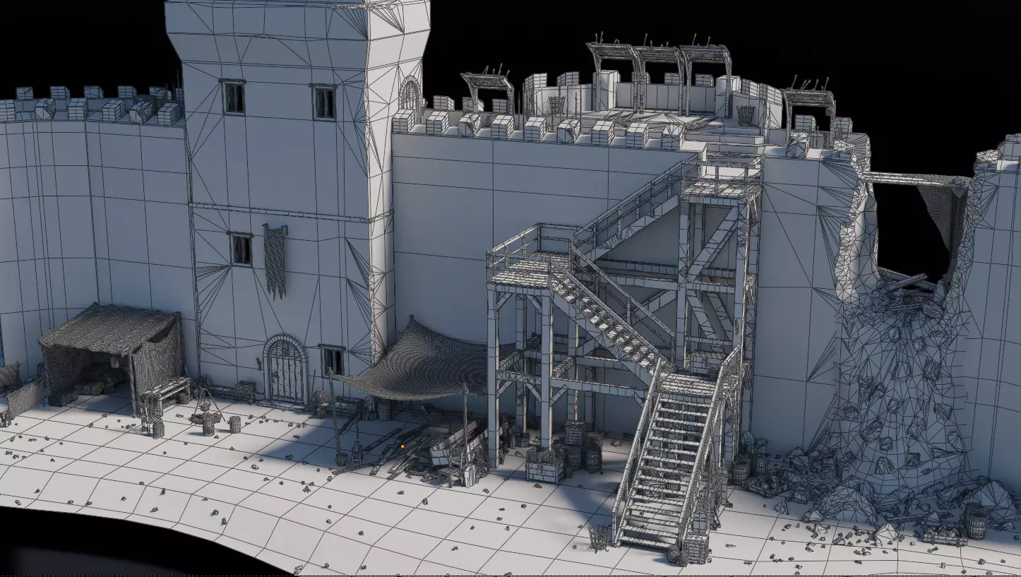 Building Wall Tower Medieval 3D model_5