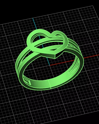 heart love gold ring 3D print model_1