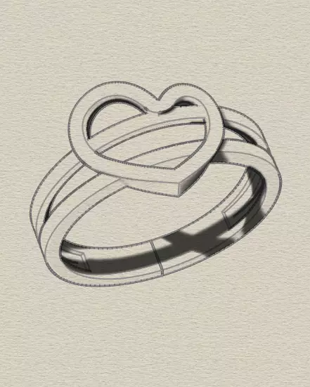 heart love gold ring 3D print model_5