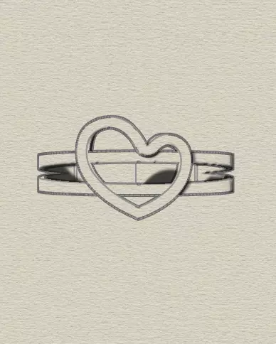 heart love gold ring 3D print model_4