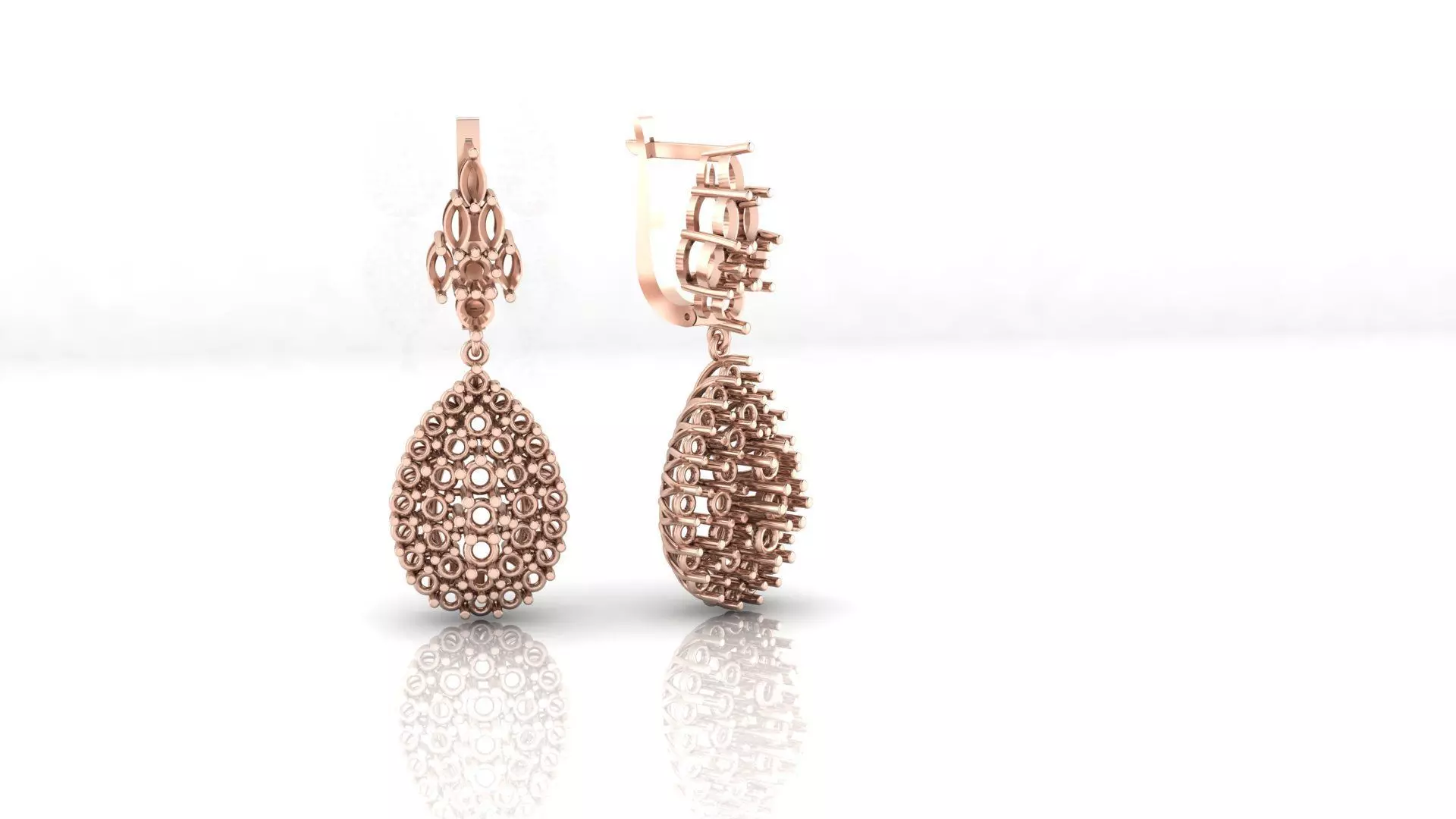 pave setting cluster jewelry earring Free 3D print model