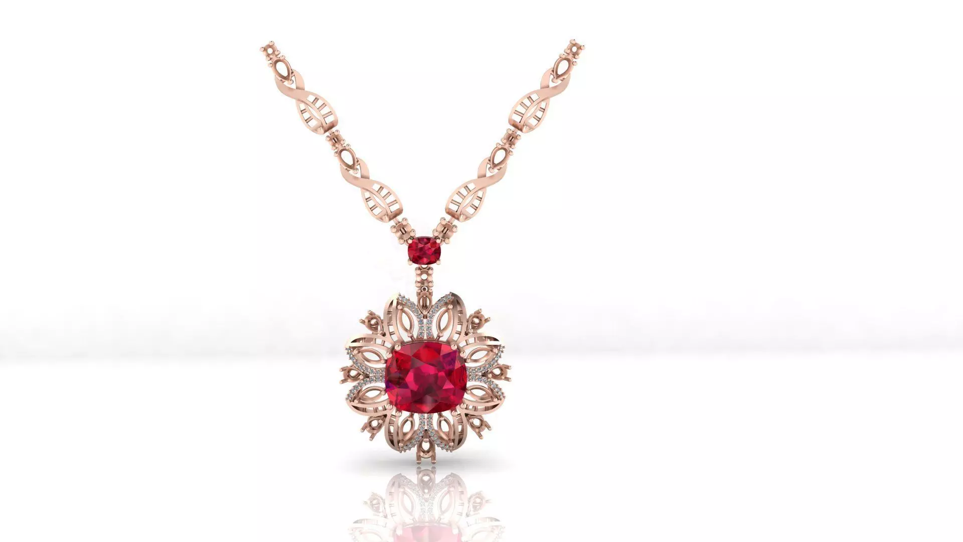 cushion halo pendant flower jewelry pendant 3D print model