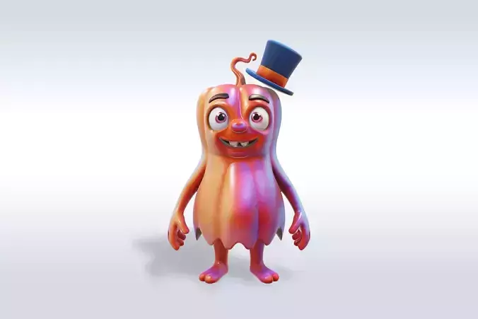 Cheerful Pumpkin Boy Halloween Character