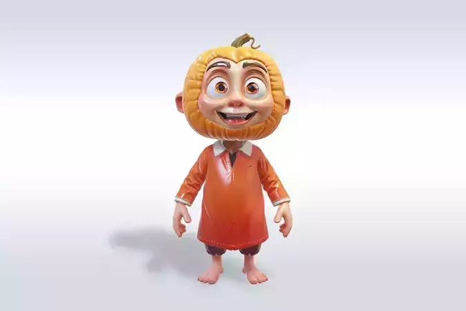 Cheerful Pumpkin Boy Halloween Character