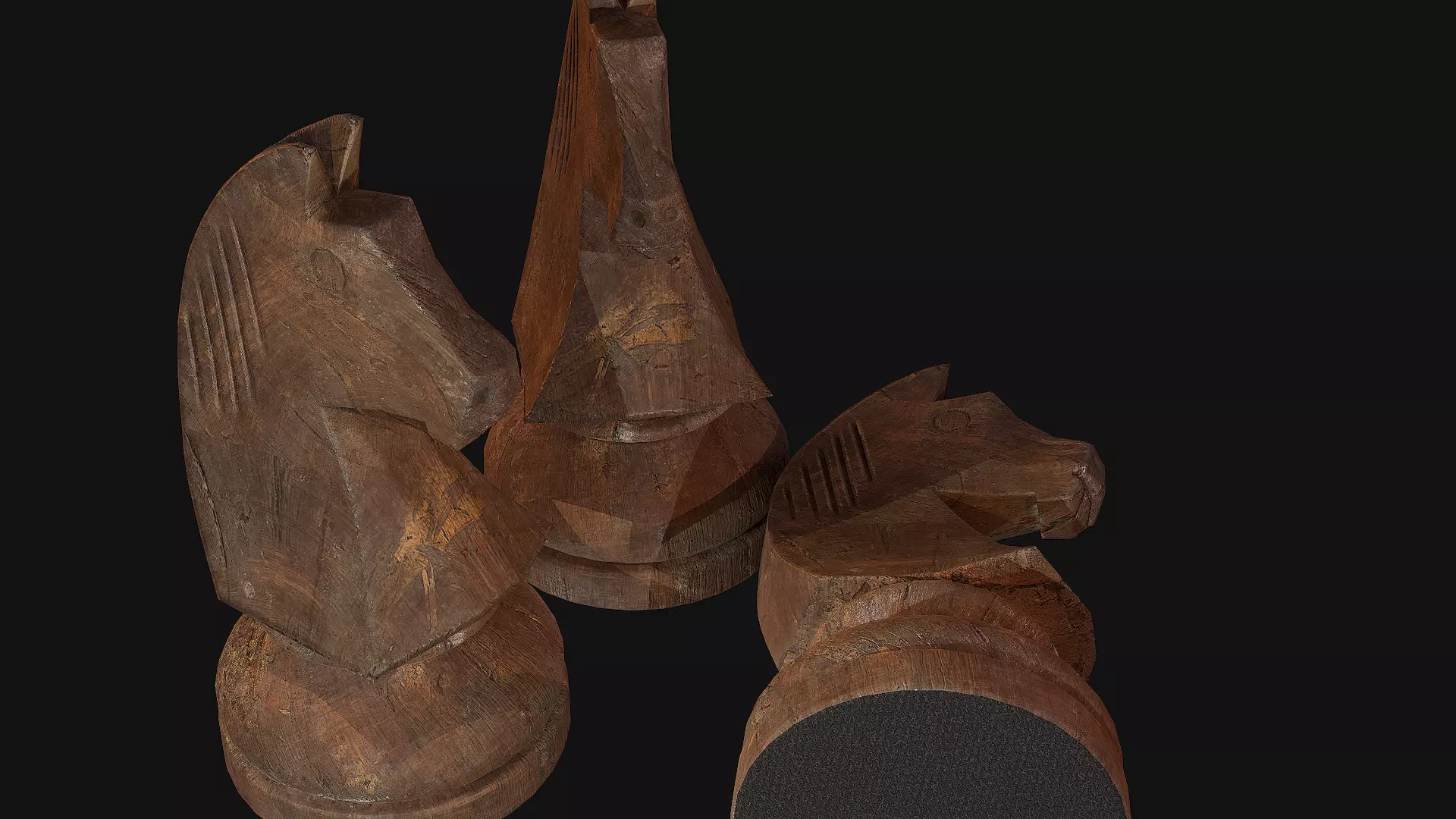 Wooden Chess Knight - 3D Model Low-poly 3D model_3