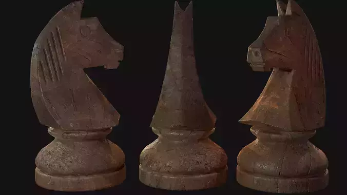 Wooden Chess Knight - 3D Model Low-poly 3D model Wooden Chess Knight - 3D Model Low-poly 3D model