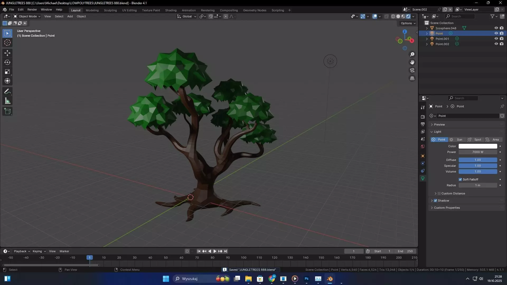 Low-poly 6k jungle tree  Low-poly 3D model_7