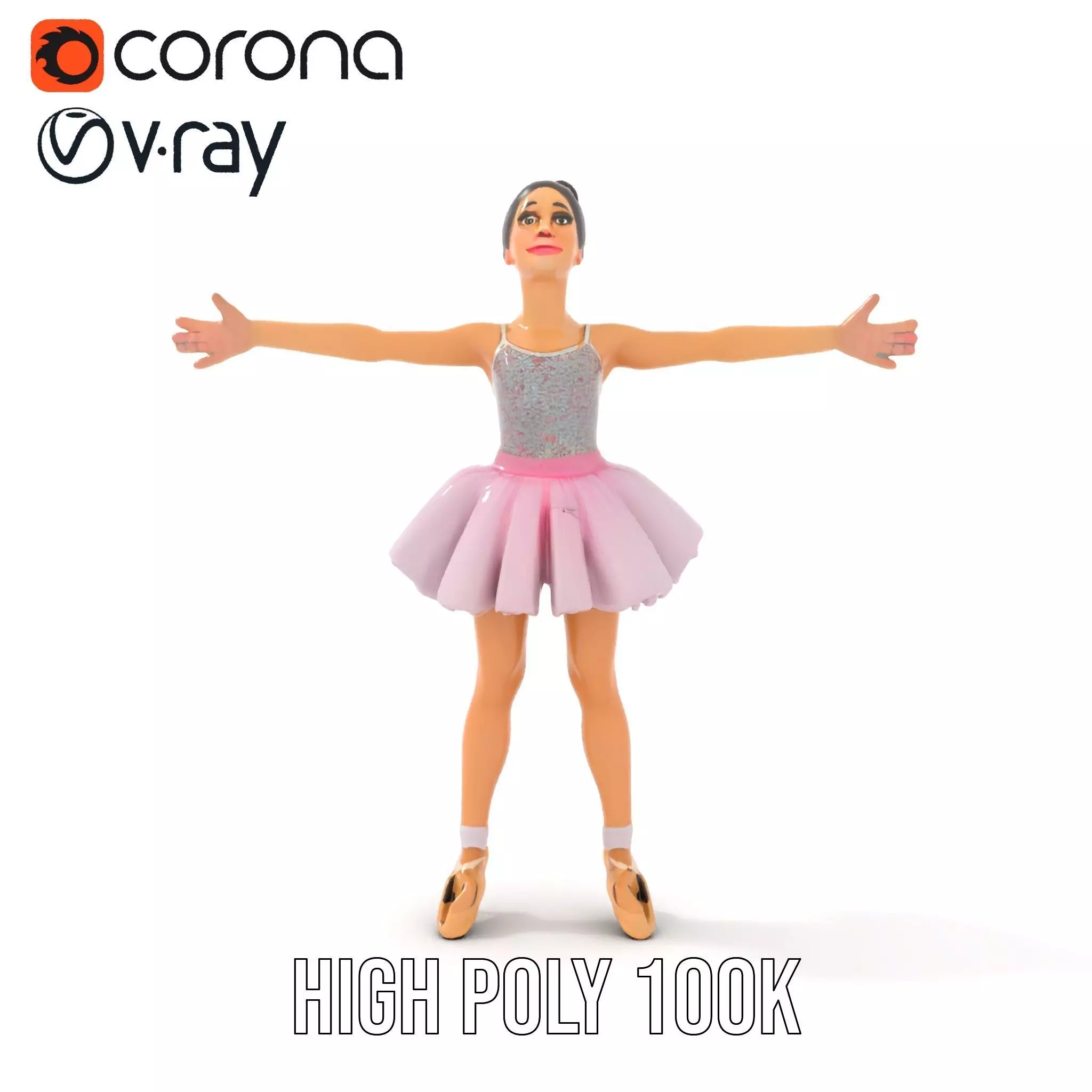 Elegant Tutu Ballerina model pack Low-poly 3D model_21