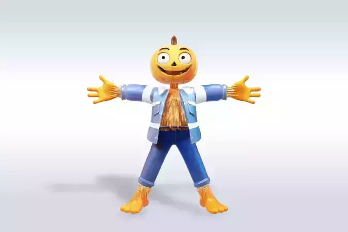 Cheerful Pumpkin Boy Halloween Character