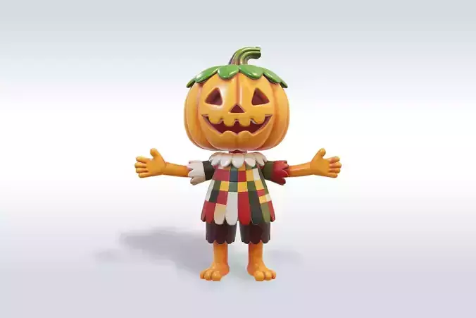 Cheerful Pumpkin Boy Halloween Character