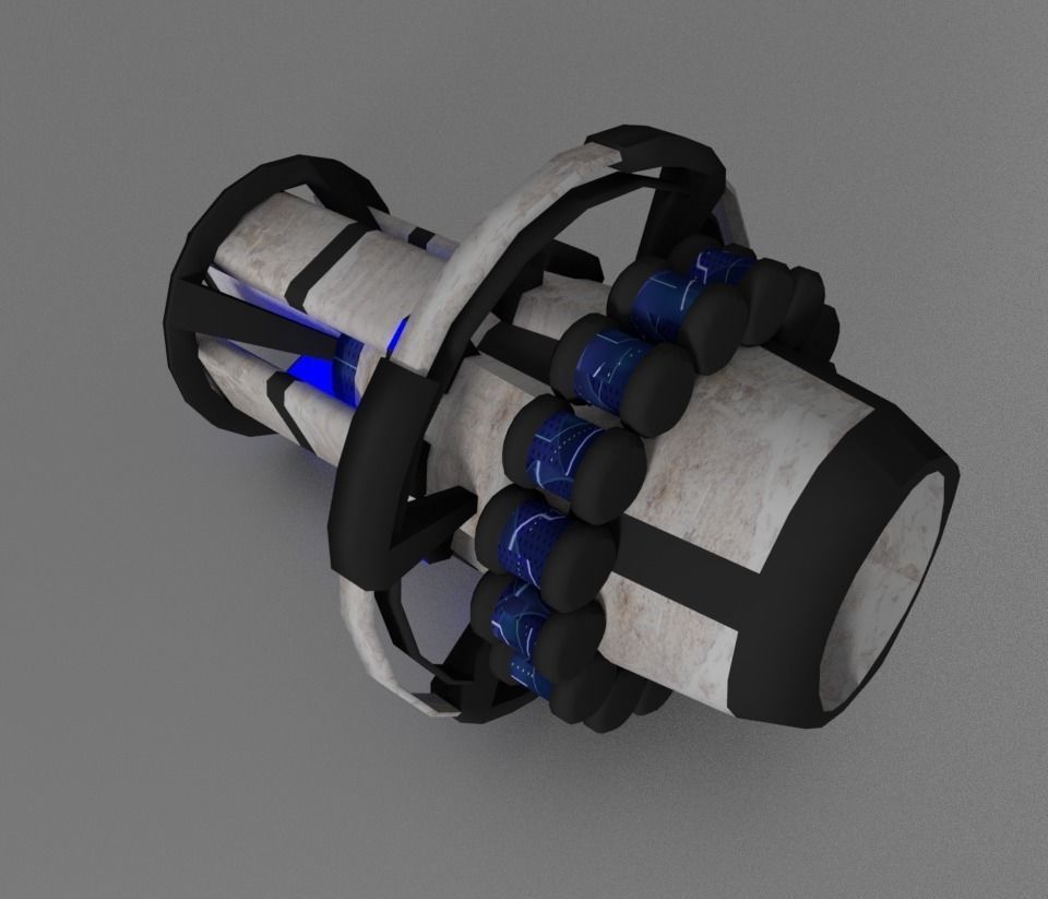 Futuristic gun  Low-poly 3D model_2