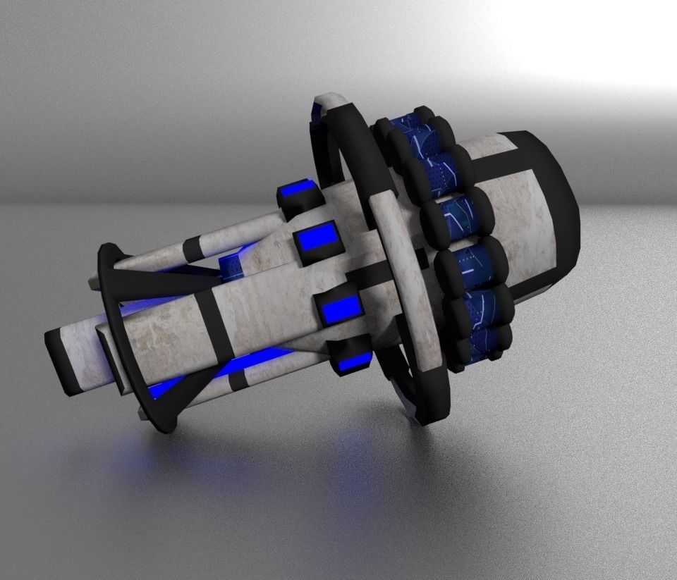 Futuristic gun  Low-poly 3D model_1
