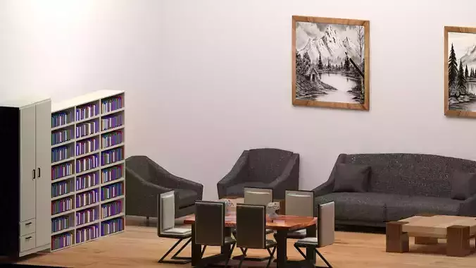 Modern Living and Dining Room Interior Scene