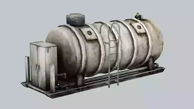 Old Pump Trailer Low Poly 3D Model