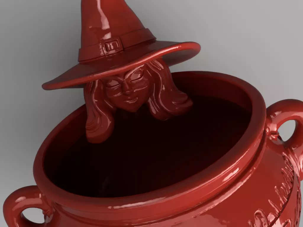 Witch Cauldron Candy Holder 3D print model_1