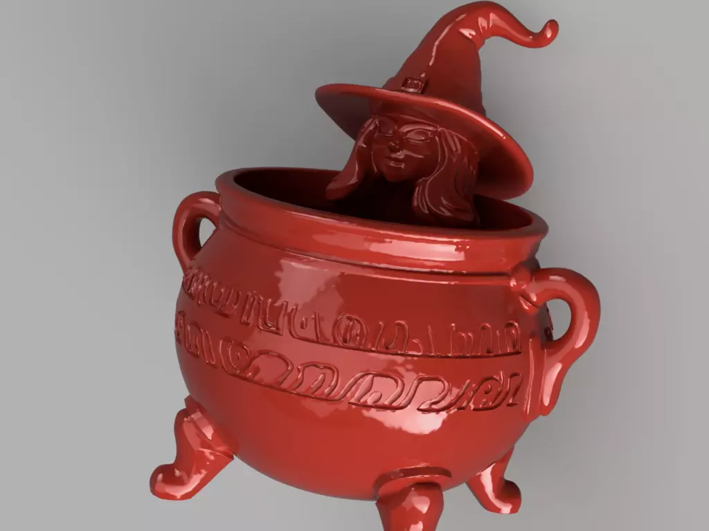 Witch Cauldron Candy Holder 3D print model_2