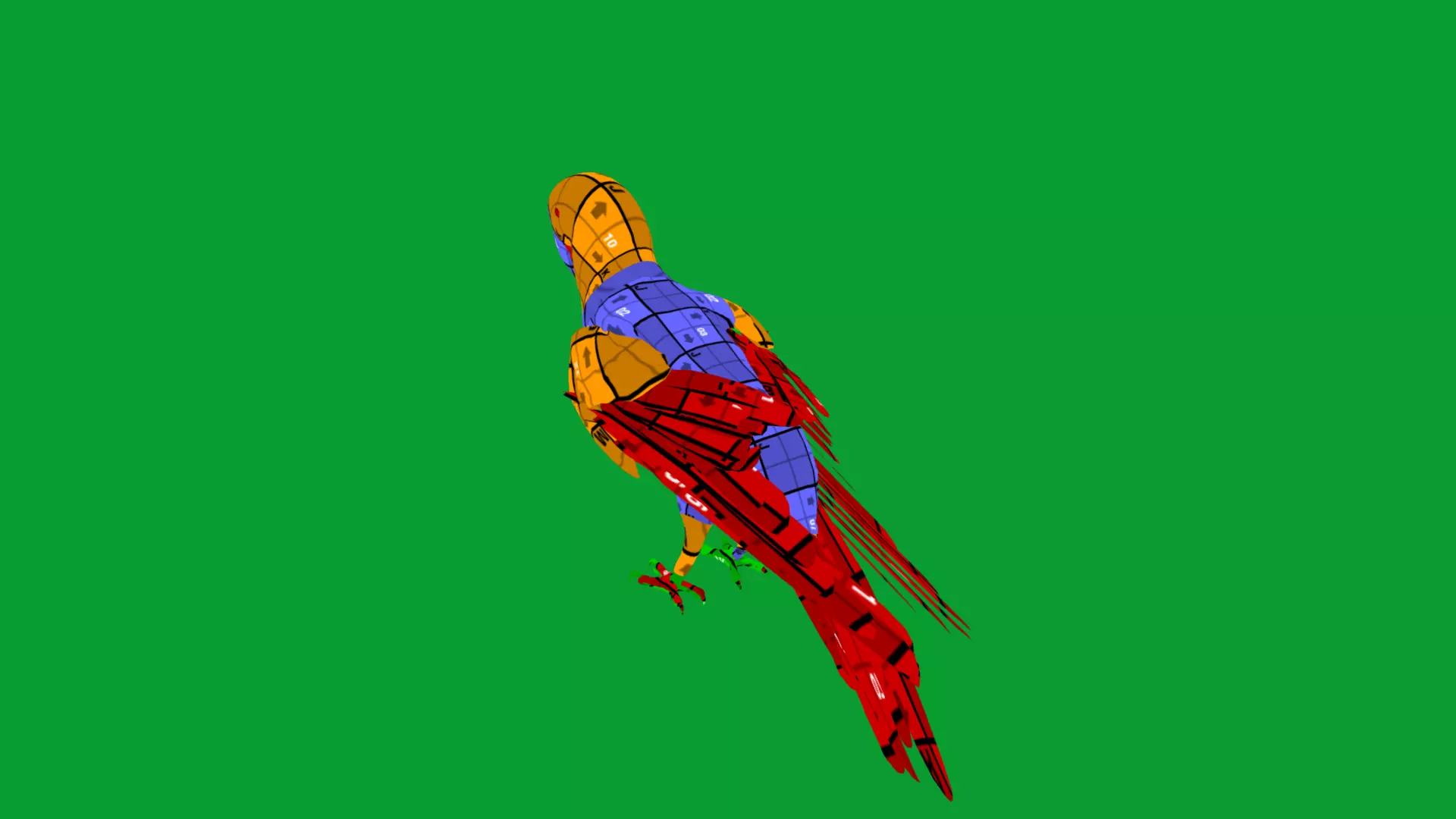Macaw Ara Parrot Bird Low-poly 3D model_15