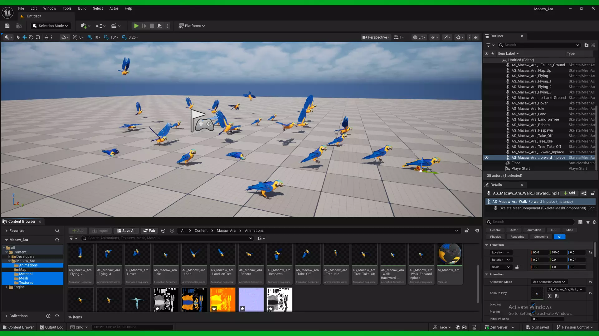 Macaw Ara Parrot Bird Low-poly 3D model_2