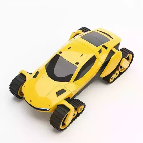 Futuristic Tracked All Terrain Vehicle Low-poly 3D model 5